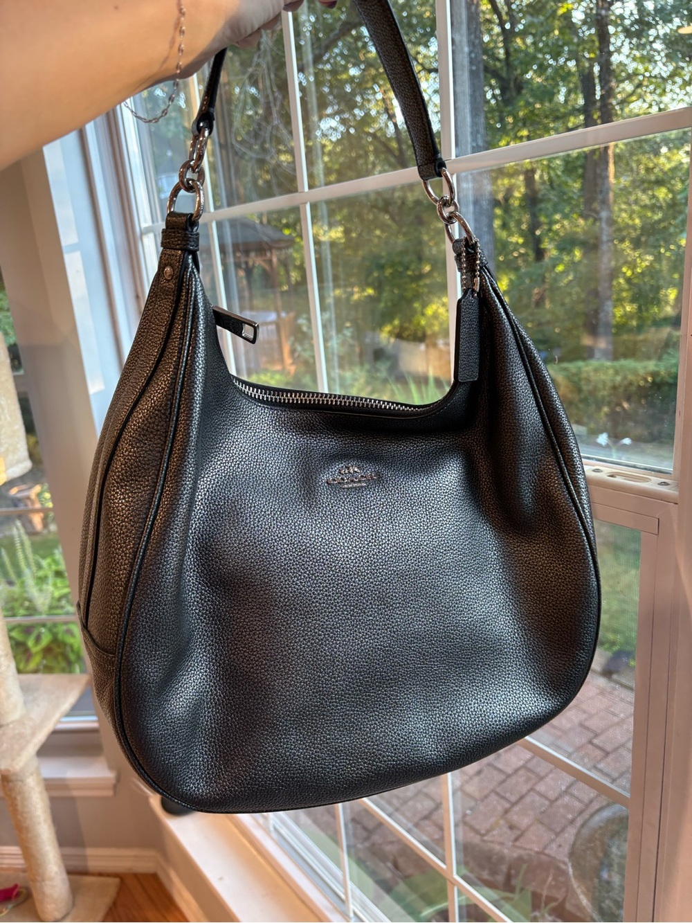 Coach Black Pebbled Leather Hobo Shoulder Bag